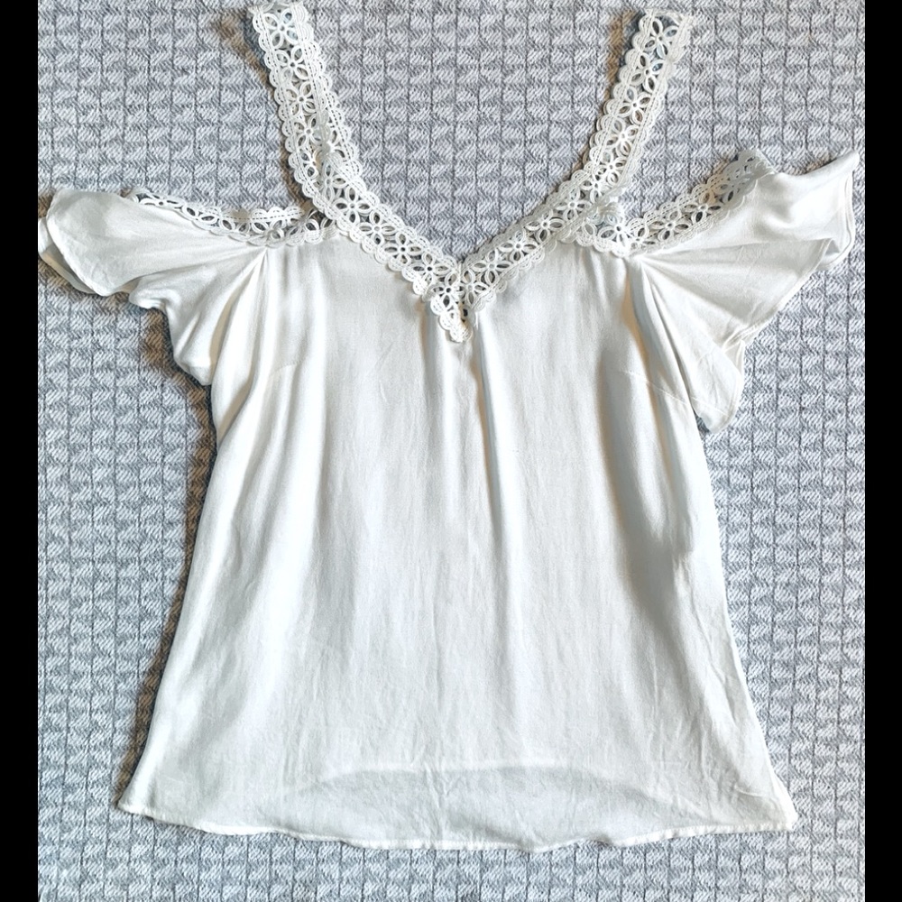 V Neck Boho White Top